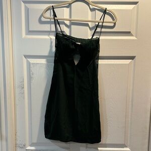 NWT! Cotton Candy LA Dark Green Satin Lace Bustier Slip Mini Dress S Low Back